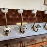 New Unused Stylish Entryway Mounted Ceramic and Brass Coat Hanger Image 10