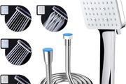 Shower Head and Hose, High Pressure Shower Heads with Hose Set 1.5m Water Saving Universal Handheld Shower Head with 6 Spray Modes Adjustable Power Showerhead for Low Water Pressure (FREE POSTAGE)