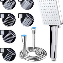 Shower Head and Hose, High Pressure Shower Heads with Hose Set 1.5m Water Saving Universal Handheld Shower Head with 6 Spray Modes Adjustable Power Showerhead for Low Water Pressure (FREE POSTAGE)