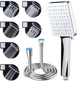 Shower Head and Hose, High Pressure Shower Heads with Hose Set 1.5m Water Saving Universal Handheld Shower Head with 6 Spray Modes Adjustable Power Showerhead for Low Water Pressure (FREE POSTAGE)