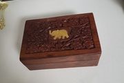 Carved wooden trinket box