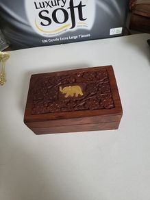 Carved wooden trinket box