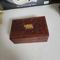 Carved wooden trinket box