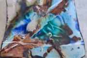 SMALL TILE SIZE POTTERY  inspired by the depths of the sea, stone, rock, ochre, turquoise,  of summer sunsets, the blue of the sky,