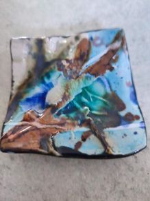 SMALL TILE SIZE POTTERY  inspired by the depths of the sea, stone, rock, ochre, turquoise,  of summer sunsets, the blue of the sky,