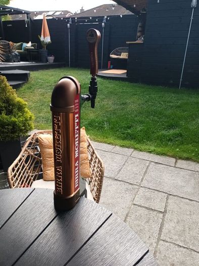 Birra Moretti Beer pump complete with drip tray and bracket.Will need a 24v transformer to light it.
