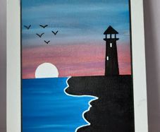 Acrylic Painting Lighthouse Sillouette