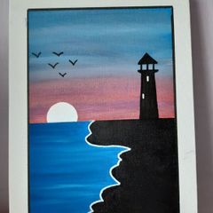 Acrylic Painting Lighthouse Sillouette