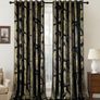 Velvet Curtains with Gold Foil Leaves Pattern, 2 Pieces Black Velvet Curtains with Eyelets, Each 90 x 90 Inch, Room Darkening Curtain Drapes for Classical Living Room Bedroom Image 2
