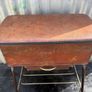 Vintage Kitsch vinyl covered sowing box stool with magazine rack c1950 Image 7