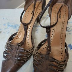 brown strap shoes