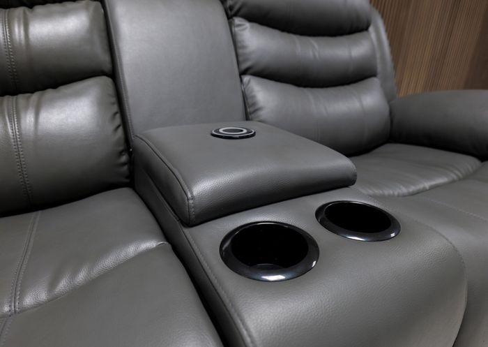 Roma Leather Wireless Charging Recliner Sofa Set