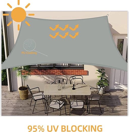 Sun Shade Sail Waterproof Rectangle 2x3m, 95% UV Block Garden Sunscreen Awning Canopy with Free Rope, Breathable Patio Sail pergola for Outdoor Party (FREE SHIPPING)