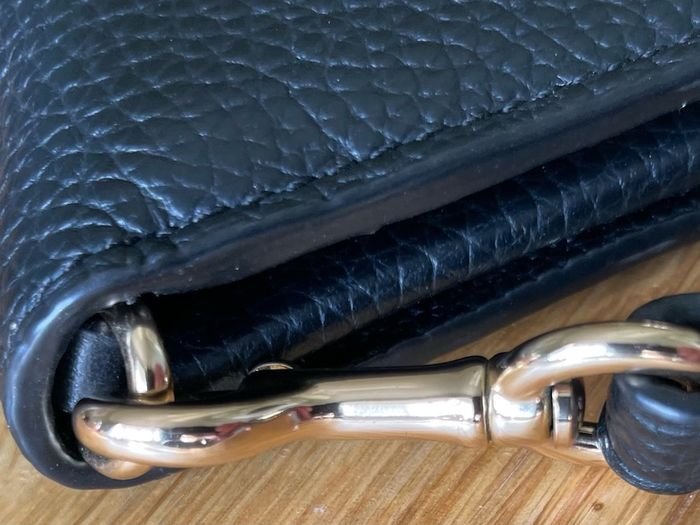 Coach Pebbled Black Leather Phone Wristlet Wallet