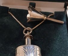 Beautiful Vintage Sterling Silver Perfume Bottle Pendant, Chain and Funnel