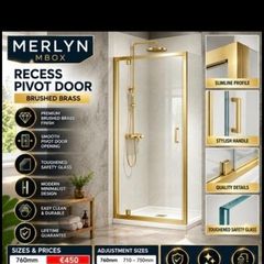 Merlyn reassessed mbox pivot shower doors brushed brass see below