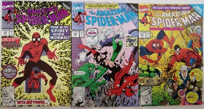 Amazing Spider-Man #'s 341, 342 & 343 First appearance Cardiac & Tarantula, Black Cat, Scorpion & Femme Fatales Appearances (1990-1991)