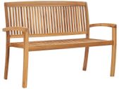2-Seater Stacking Garden Bench 128.5 cm Solid Teak Wood