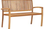 2-Seater Stacking Garden Bench 128.5 cm Solid Teak Wood