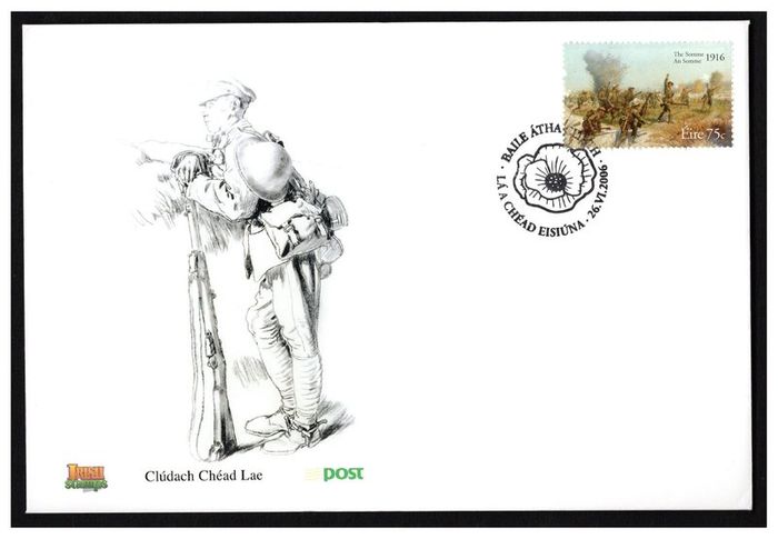 2006 Ireland 90th Anniversary of the Battle of the Somme commemorative Stamp An Post First Day Cover (FDC)