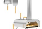 Outdoor Pizza Oven, Portable Wood Pellet Pizza Oven with Pizza Stone and Peel, Foldable Legs, Chimney, 12 Inch Wood Fired Pizza Maker for Outdoor Cooking, Stainless Steel