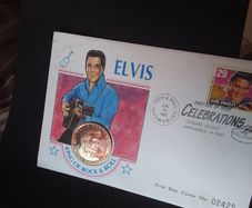 Vintage 1993 Elvis Presley 5 Dollar Coin and Stamp Commemorative First Day Cover (PNC)