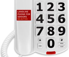 Landline Phone for Seniors, Uvital Big Button Telephone with Memory Dial | Desktop Phone for Visually Impaired Users, Easy to Read Large Buttons, Redial Function, Home Office Landline,Corded Telephone