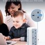 Tower Extension Lead with USB Slots 5M, 12 Way Outlets Multi Plug Extension Tower with 4 USB Slots (1 Type C & 3 USB Ports), Surge Protector Long Extension Lead tower for Home, Office, Kitchen Image 7