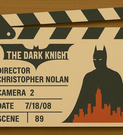 The Dark Knight display scene clap board