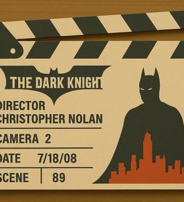 The Dark Knight display scene clap board
