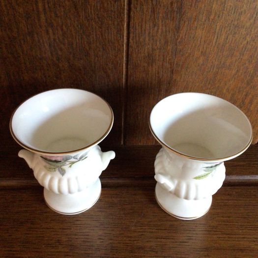 Pair of Minature urn shaped wedgewood hathway rose vases
