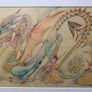picture highly stylized psychedelic fantazy dragon drawing signed kew Garrett 1987 Image 4