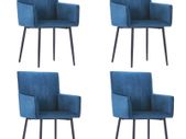 Dining Chairs with Armrests 4 pcs Blue Velvet