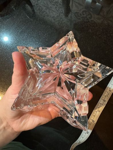 Vintage Waterford 5" Star Paperweight, Waterford 108044, Waterford Star Votive with Candle, Waterford Slanted Star Figure