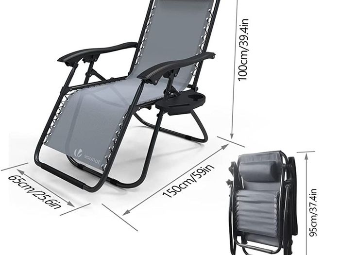 Zero Gravity Chair, Folding Sun Loungers, Recliner Garden Chairs, Outdoor Deck Chairs with Cup and Phone Holder (FREE SHIPPING)