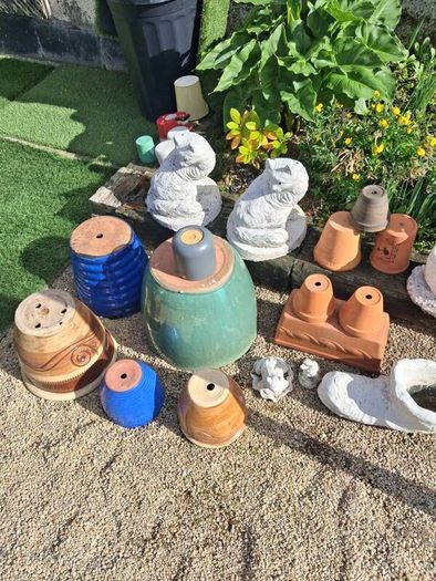 Selection of glazed & terracotta pots