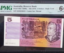 Australia | 5 Dollars | 1976 | P.44b1 | NSX 918812 | Choice UNC 64 EPQ