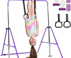 Gymnastics bar for kids - A great piece of gymnastic equipment for home use for a range of ages - Rings and hand grips included