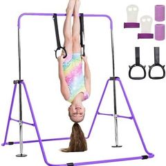 Gymnastics bar for kids - A great piece of gymnastic equipment for home use for a range of ages - Rings and hand grips included