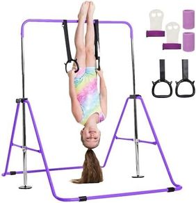 Gymnastics bar for kids - A great piece of gymnastic equipment for home use for a range of ages - Rings and hand grips included