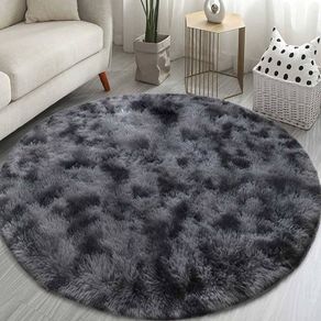 NEW SALE | Round Rugs for Bedrooms Fluffy Living Room Circle Area Rug Soft Shaggy Carpet for Kids Room Floor Mat (Black grey, 80cm)