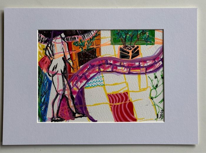 Original Art  Figurative Art Fauvist original Drawing