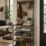 Industrial Coat Rack with Shoe Storage & Bench | Hall Tree with 5 Shelves & 10 Hooks Image 5