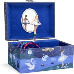 Girl's Musical Jewellery Box with Spinning Ballerina, Glitter Design, Swan Lake Tune