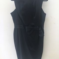Wallis black satin bow detailed dress
