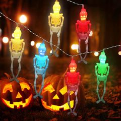 Skeleton Lights Halloween String Lights with 2 Modes, OBOVO 20LEDs Skeletons Halloween Lights Decoration, Spooky Halloween Lights for Party Patio Indoor Outdoor Halloween Party Decor Walkway Lights