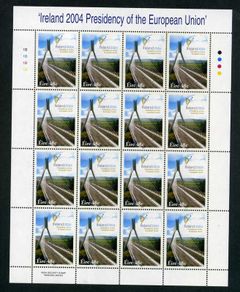 2004 Ireland Irish Presidency of the European Union Commemorative Stamp Sheetlet Plate 1B1B1B1B Mint Never Hinged (MNH)