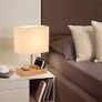 USB Bedside Table Lamp, HHome Plus Desk Lamp with 3 USB Charging Ports and Phone Charge Dock, Wood Charging Station and Organizer, Perfect Light for Bedroom, Guest Room, Living Room, Office Image 6