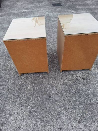 Two lovely bedside lockers with glass tops