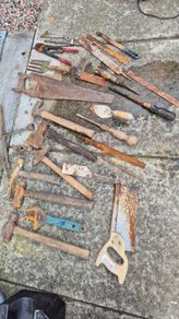 old vintage classic tools hammer drill hatchet